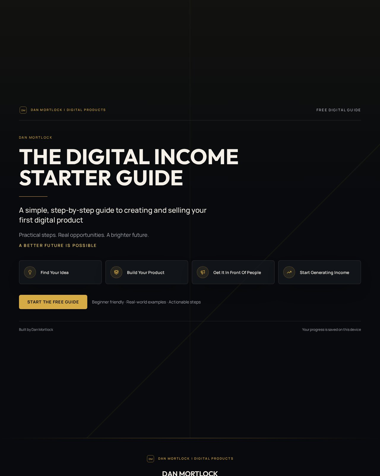 Digital Income Starter Guide opening screen